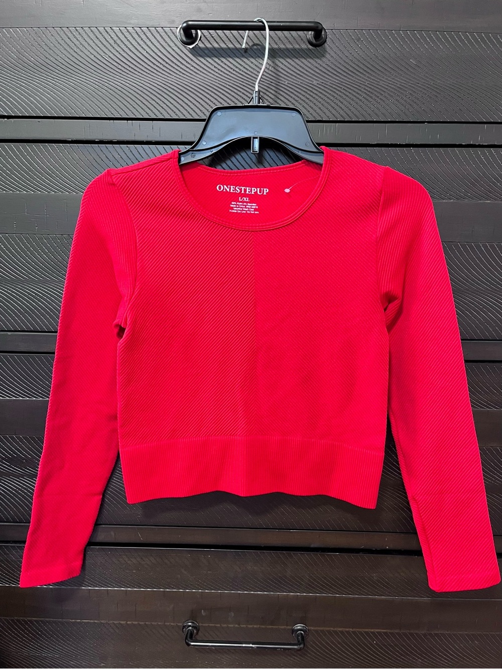BRAND NEW ONE STEP UP Ribbed Long Sleeve Crop Top - Bright Red